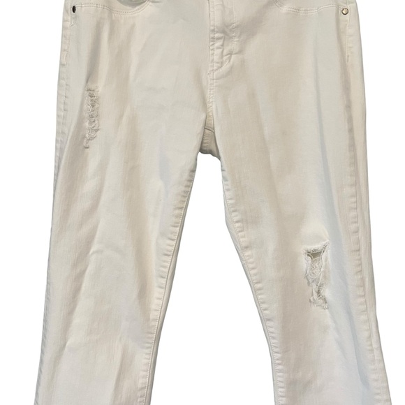 Articles of Society Carly Skinny Crop Distressed Jeans in Worn White, Sz 30 - Picture 7 of 16